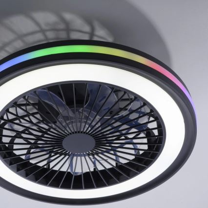 JUST LIGHT. 14649-18 - Ventilador de teto LED RGBW dimmerizável com luz BRANDON LED/36W/230V 2700-5000K diâmetro 46,5 cm preto + controlo remoto