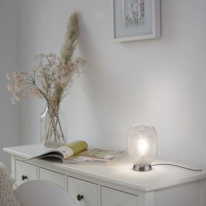 JUST LIGHT. 14906-55 - Candeeiro de mesa REISHI 1xE27/40W/230V cromado mate