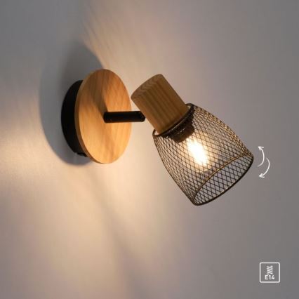 JUST LIGHT. 15191-79 - Foco de parede TAMIS 1xE14/10W/230V pinho