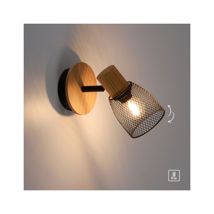 JUST LIGHT. 15191-79 - Foco de parede TAMIS 1xE14/10W/230V pinho