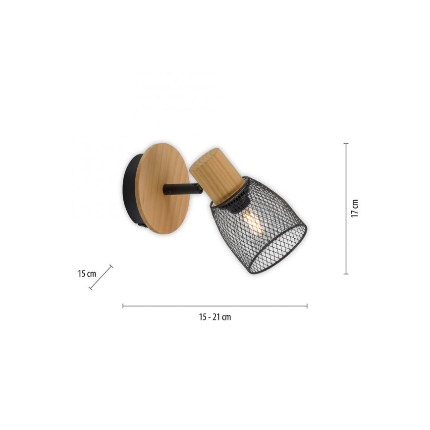 JUST LIGHT. 15191-79 - Foco de parede TAMIS 1xE14/10W/230V pinho