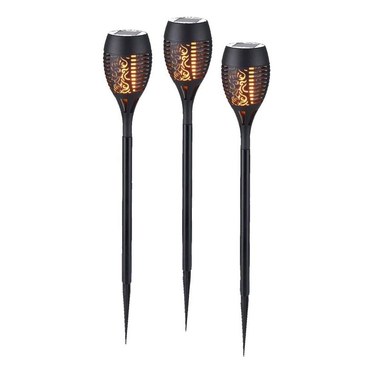 JUST LIGHT. 19106-18-3 - CONJUNTO 3x Iluminação solar LED FACKEL LED/0,24W/3,7V IP44 preto