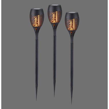 JUST LIGHT. 19106-18-3 - CONJUNTO 3x Iluminação solar LED FACKEL LED/0,24W/3,7V IP44 preto