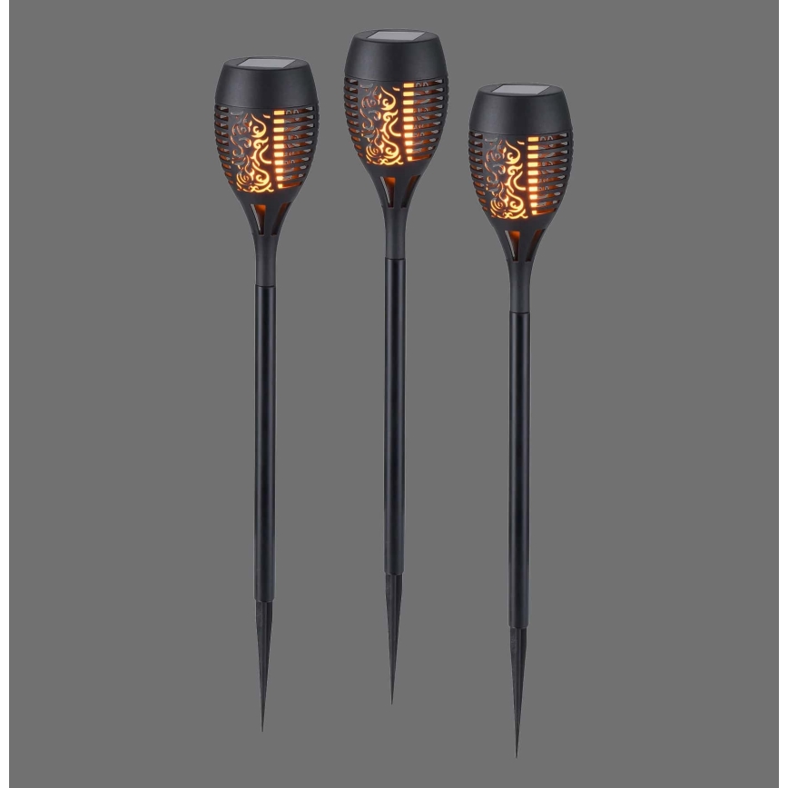 JUST LIGHT. 19106-18-3 - CONJUNTO 3x Iluminação solar LED FACKEL LED/0,24W/3,7V IP44 preto