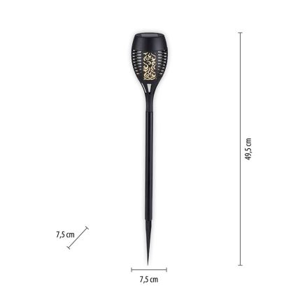 JUST LIGHT. 19106-18-3 - CONJUNTO 3x Iluminação solar LED FACKEL LED/0,24W/3,7V IP44 preto