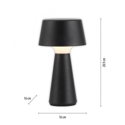 JUST LIGHT. 19260-18 - LED Regulação táctil exterior candeeiro ABERA LED/3W/3,7V 2000 mAh USB IP54 preto