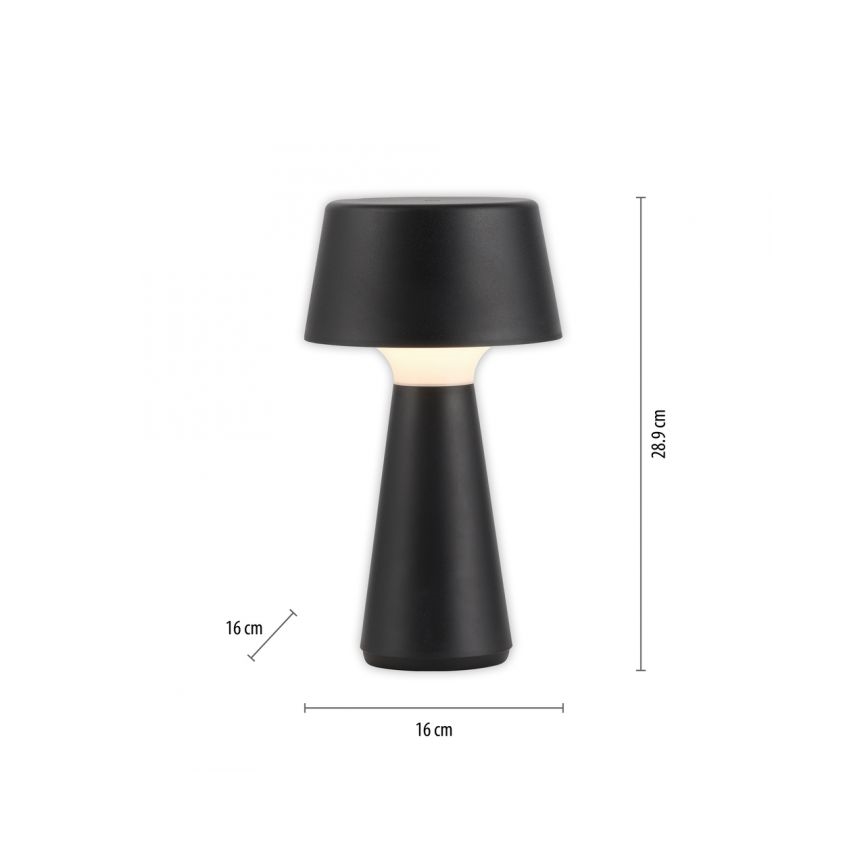 JUST LIGHT. 19260-18 - Lâmpada exterior LED tátil dimmerizável ABERA LED/3W/3,7V 2000 mAh USB IP54 preta