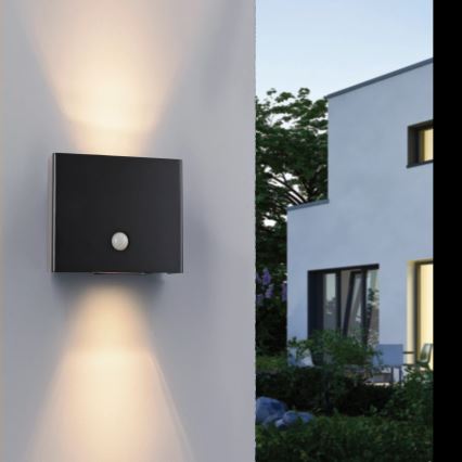 JUST LIGHT. 19471-18 - LED Iluminação de parede exterior com sensor AMIN 2xLED/1,25W/3,7V 4400mAh IP44 preto