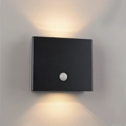 JUST LIGHT. 19471-18 - LED Iluminação de parede exterior com sensor AMIN 2xLED/1,25W/3,7V 4400mAh IP44 preto