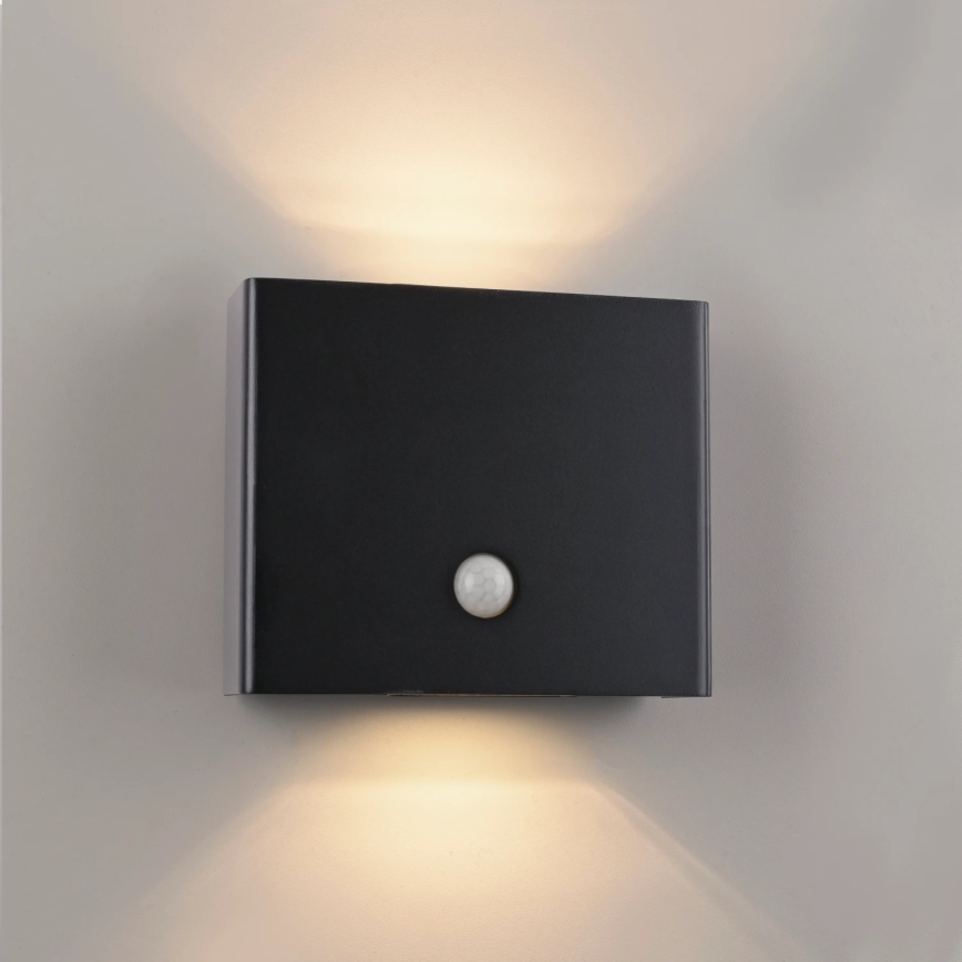 JUST LIGHT. 19471-18 - LED Iluminação de parede exterior com sensor AMIN 2xLED/1,25W/3,7V 4400mAh IP44 preto