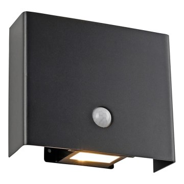 JUST LIGHT. 19471-18 - LED Iluminação de parede exterior com sensor AMIN 2xLED/1,25W/3,7V 4400mAh IP44 preto