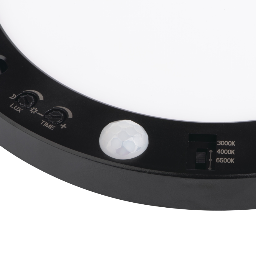 Candeeiro de teto LED com sensor de movimento 2em1 ERGA LED/17W/230V 3000/4000/6500K preto