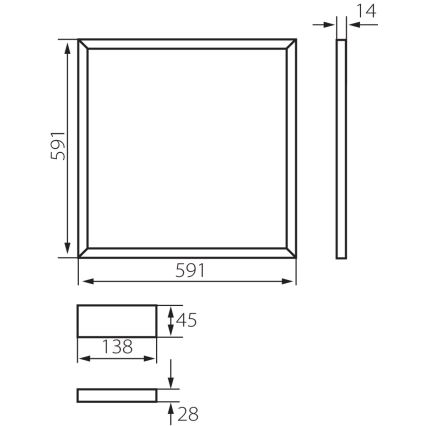 Moldura de embutir LED AVAR LED/40W/230V 4000K 59x59 cm