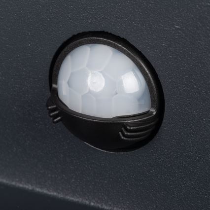 Candeeiro de parede exterior REKA LED com sensor de movimento e crepúsculo, 7W, 230V, IP54, antracite, redondo