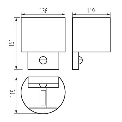 Candeeiro de parede exterior REKA LED com sensor de movimento e crepúsculo, 7W, 230V, IP54, antracite, redondo