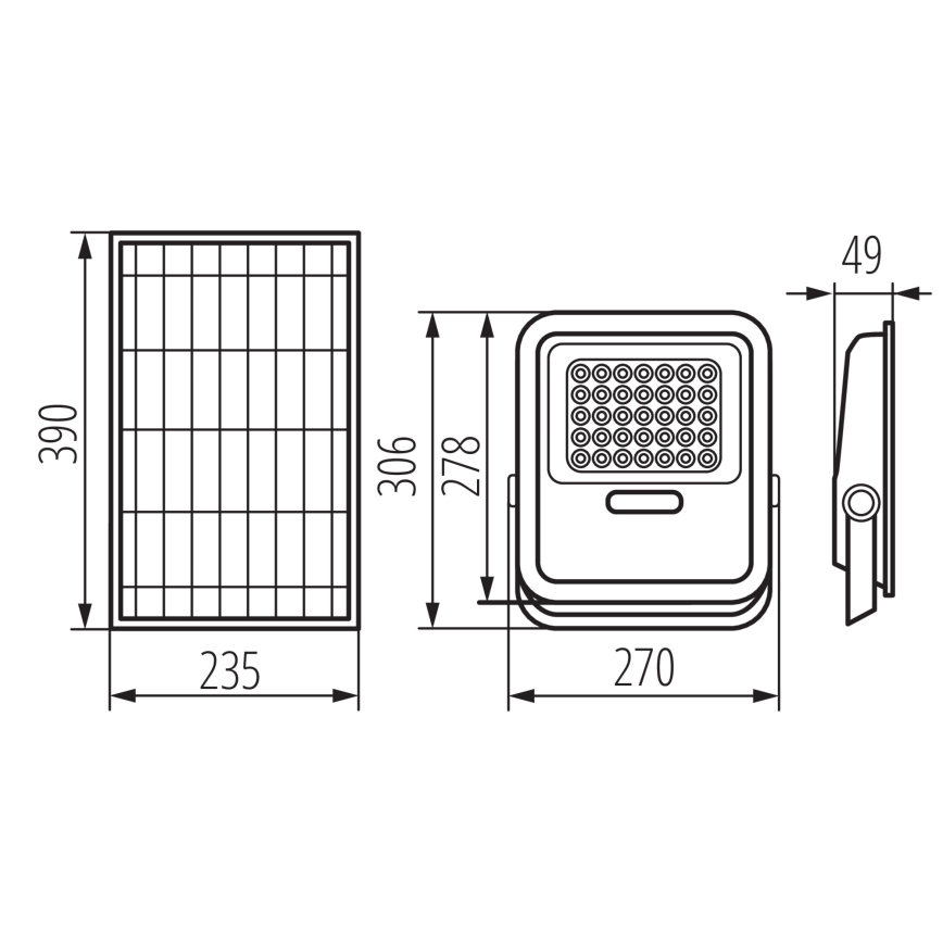 Holofote LED com regulação, painel solar e sensor de anoitecer LED/15W/15000 mAh 3,2V IP65 + comando