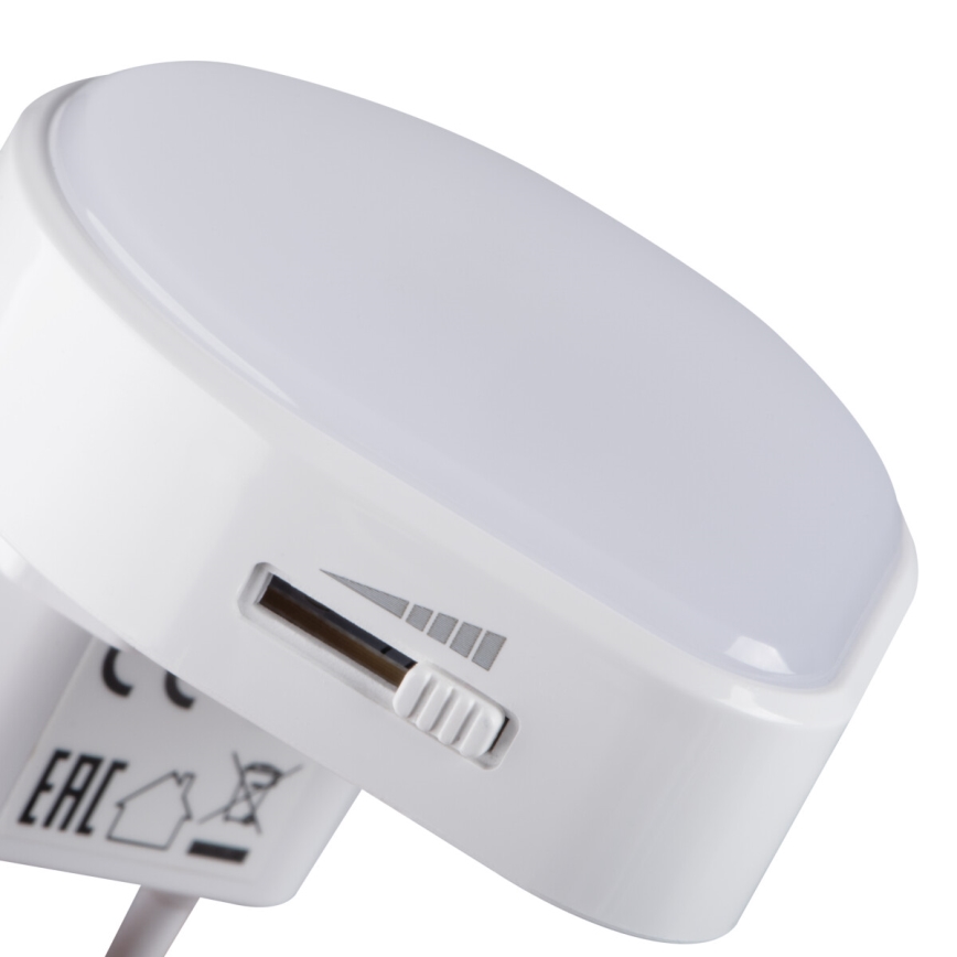 Kanlux 37396 - Luz de orientação LED regulável com sensor de anoitecer para uma tomada ULOV LED/0,5W/230V branco