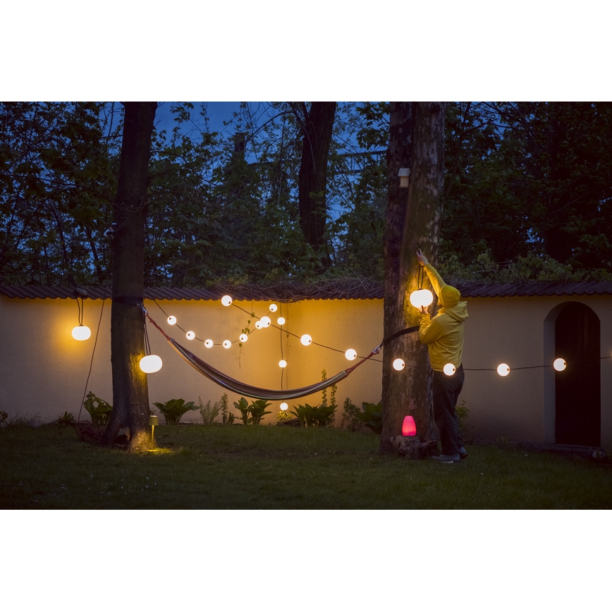 Corrente decorativa para exterior LED GRINALDA STONO 10xLED/10W/230V 6m IP67
