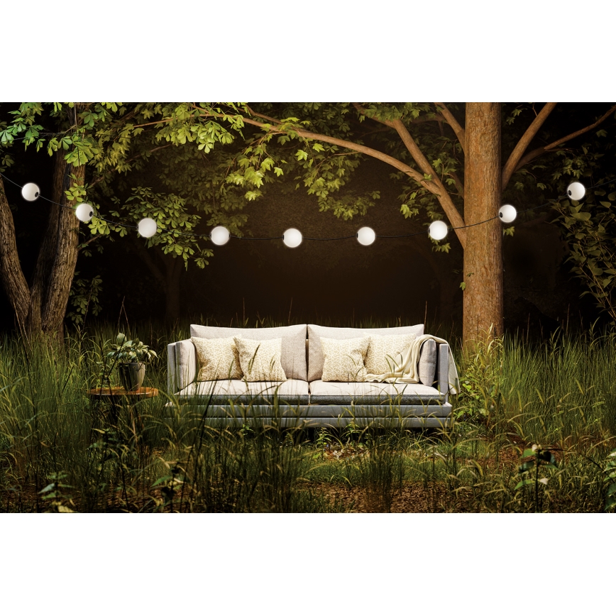 Corrente decorativa para exterior LED GRINALDA STONO 10xLED/10W/230V 6m IP67