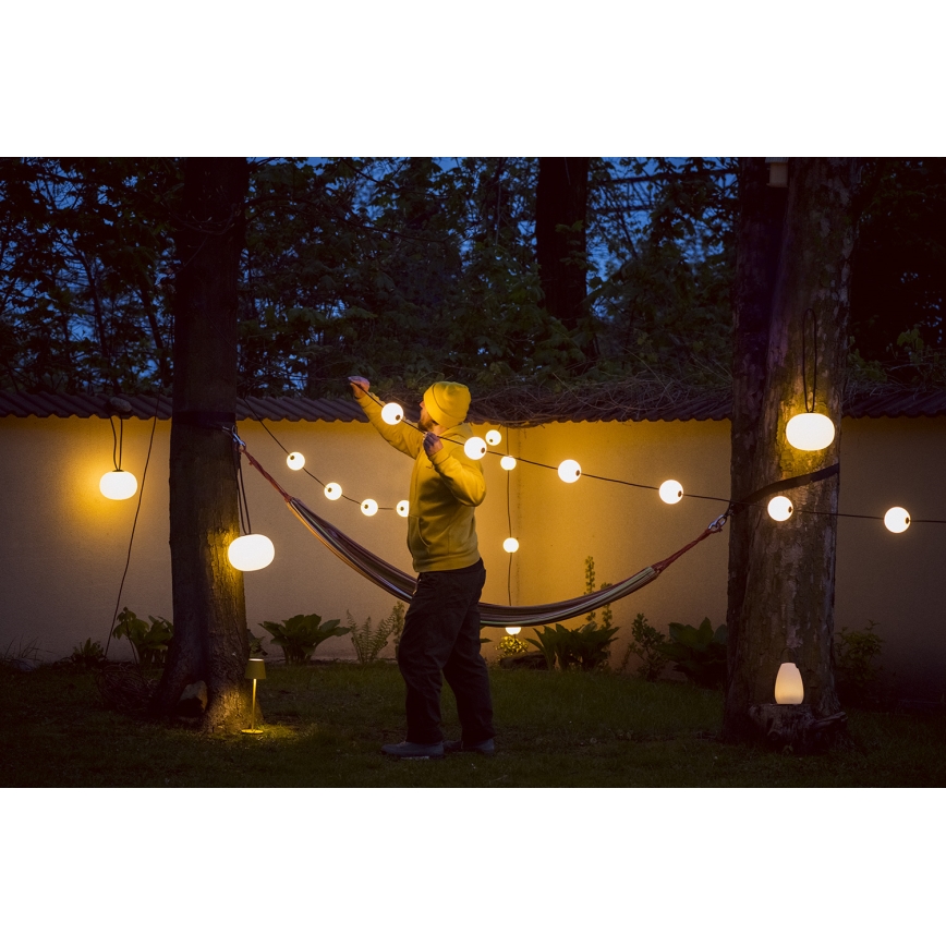 Corrente decorativa para exterior LED GRINALDA STONO 10xLED/10W/230V 6m IP67