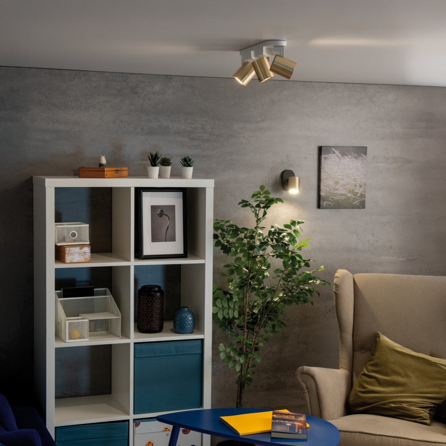 Foco de parede LAURIN 1xGU10/10W/230V latão/preto