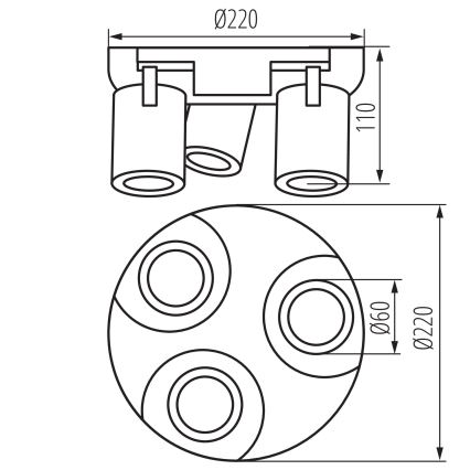 Foco LAURIN 3xGU10/10W/230V latão/branco