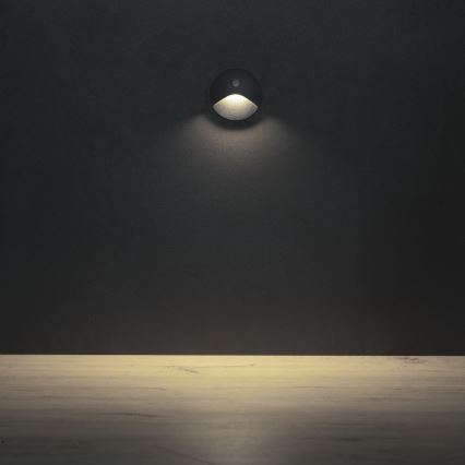 Luminária LED para escada com sensor de movimento e crepuscular EXIN LED/2,5W/230V 4000K IP65 antracite redonda