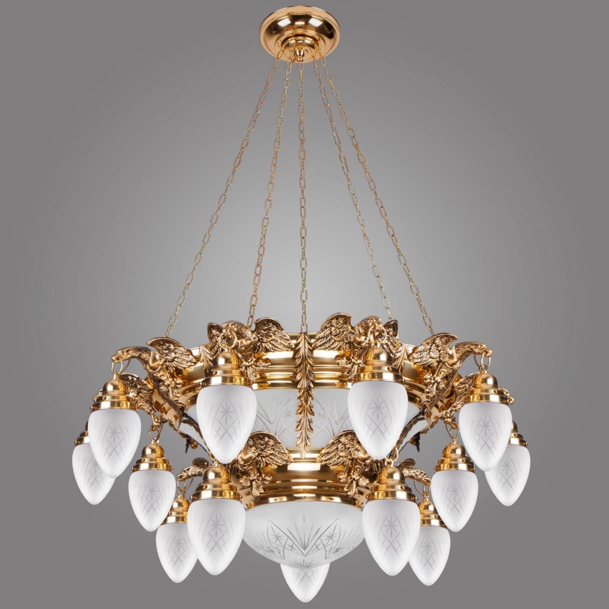 Kemar OW150 - Candelabro OURO EAGLE 15xE27/60W/230V + 6xE27/100W/230V