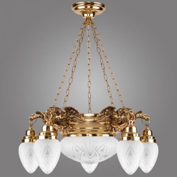 Kemar OW50 - Candelabro OURO EAGLE 5xE27/60W + 1xE27/100W/230V
