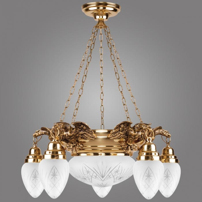 Kemar OW50 - Candelabro OURO EAGLE 5xE27/60W + 1xE27/100W/230V
