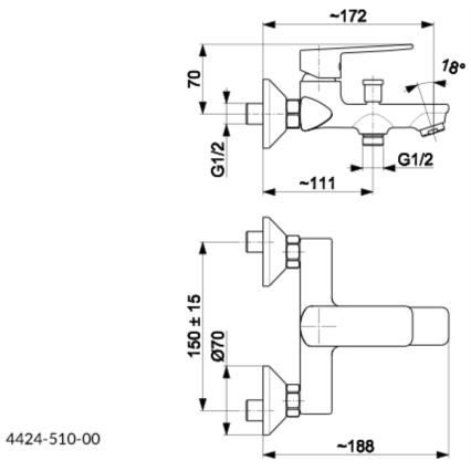 KFA Armatura 4424-510-00 - Conjunto para casa de banho com torneira AGAT cromado brilhante