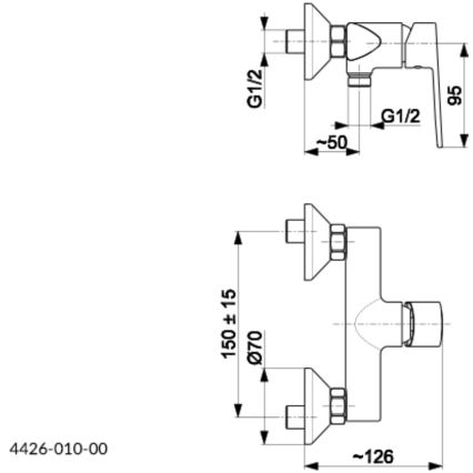 KFA Armatura 4426-010-00 - Torneira de duche AGAT cromado brilhante