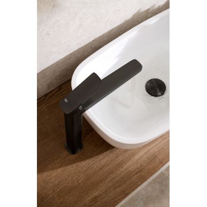 KFA Armatura 4522-712-81 - Misturador para lavatório + válvula de escoamento MALAGA 30,3 cm, preto