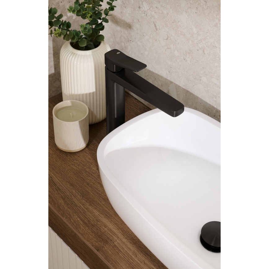 KFA Armatura 4522-712-81 - Misturador para lavatório + válvula de escoamento MALAGA 30,3 cm, preto