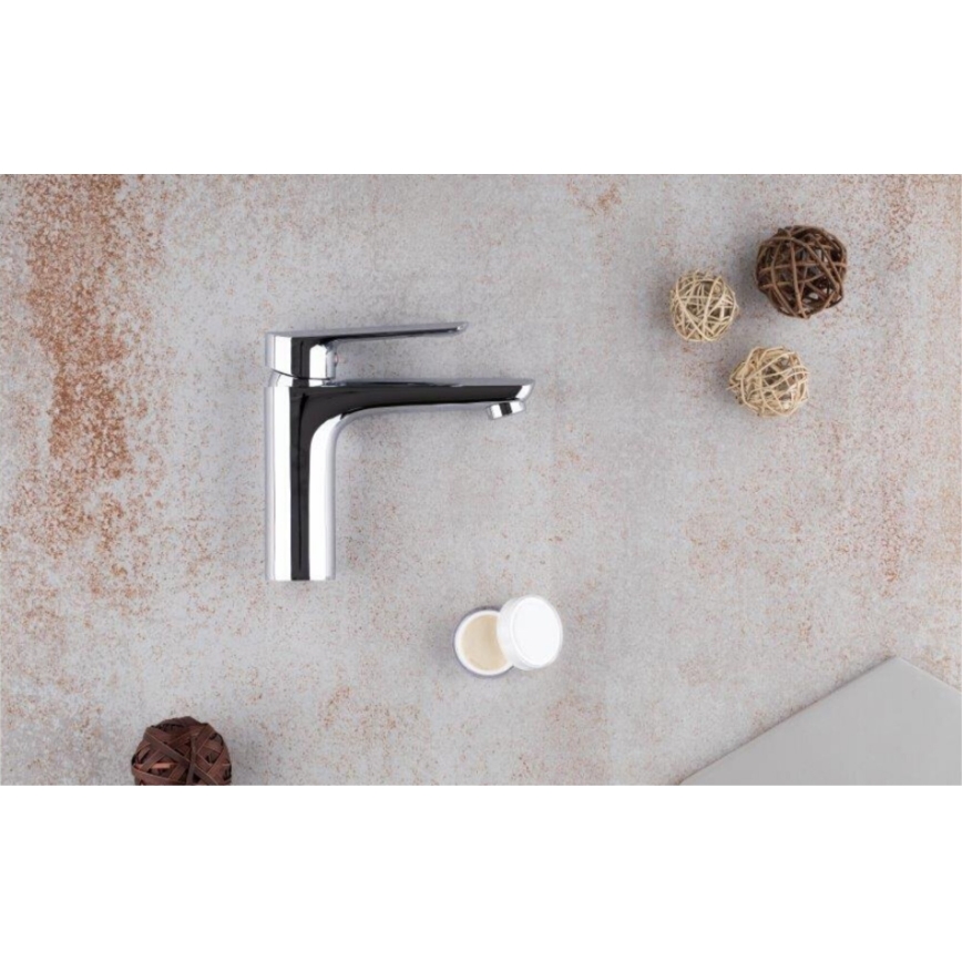 KFA Armatura 5022-815-00 - Torneira do lavatório + resíduos com descarga TANZANIT 15,4 cm cromado brilhante