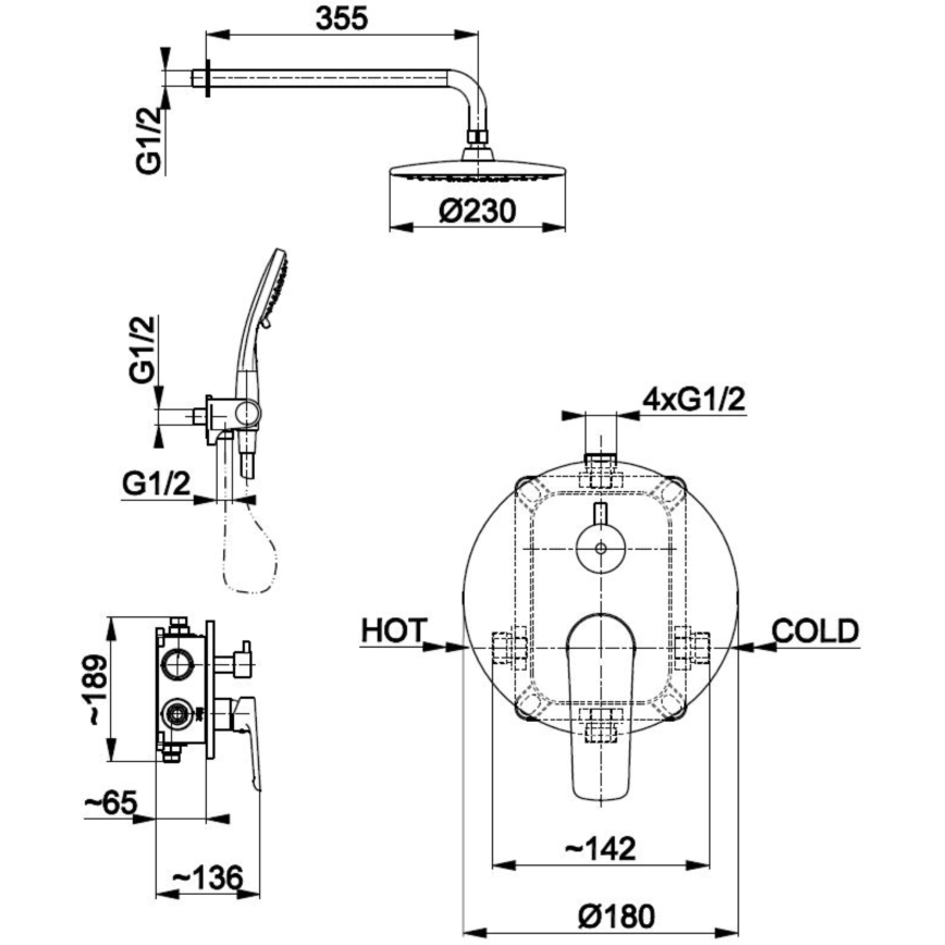 KFA Armatura 5029-501-00 - Conjunto de duche com torneira embutida TANZANIT cromado brilhante