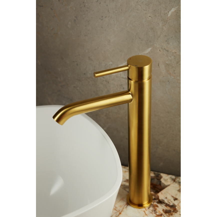 KFA Armatura 5032-612-31 - Torneira do lavatório + resíduos com descarga MOZA 33 cm solo dourado