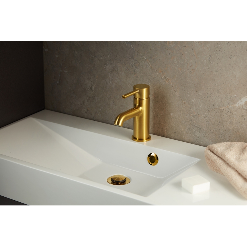 KFA Armatura 5032-815-31 - Torneira do lavatório + resíduos com descarga MOZA 15,2 cm solo dourado