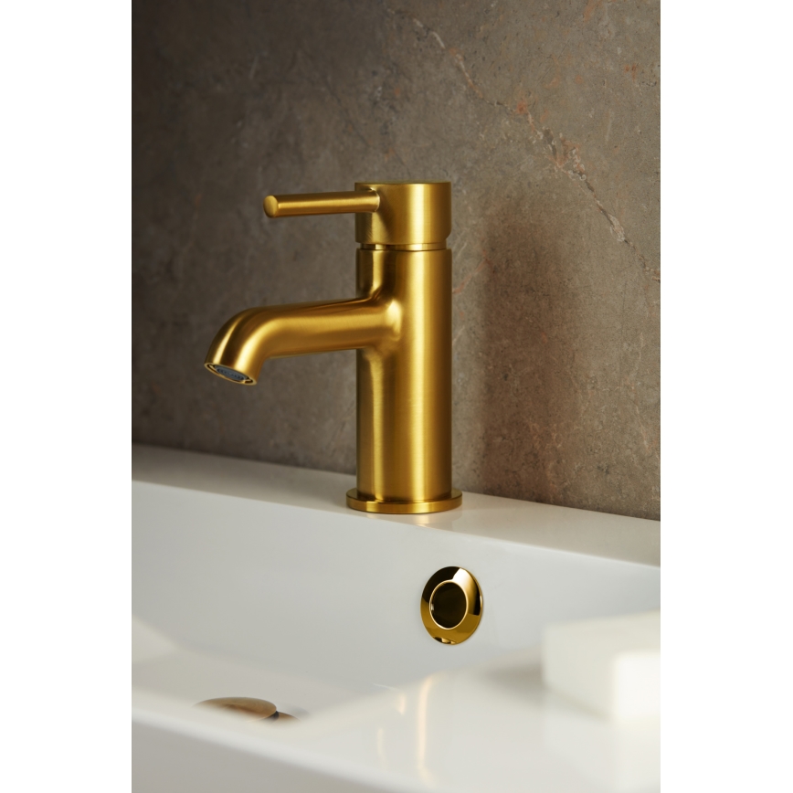 KFA Armatura 5032-815-31 - Torneira do lavatório + resíduos com descarga MOZA 15,2 cm solo dourado