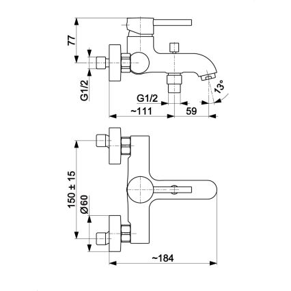 KFA Armatura 5034-010-00 - Misturador de banheira MOZA cromo brilhante