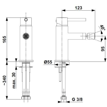 KFA Armatura 5037-015-31 - Misturador para bidé com válvula de escoamento e transbordo MOZA dourado escovado