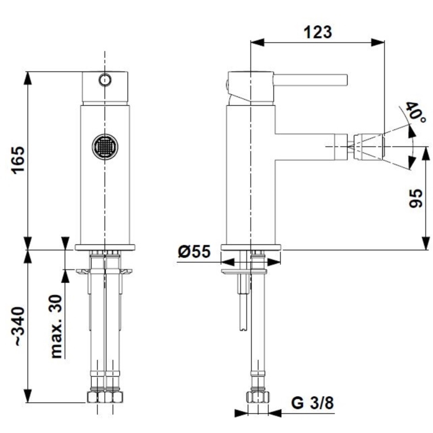KFA Armatura 5037-015-31 - Misturador para bidé com válvula de escoamento e transbordo MOZA dourado escovado