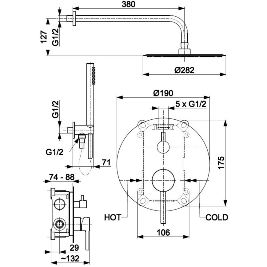 KFA Armatura 5039-501-81 - Conjunto de duche com torneira embutida MOZA mate preto