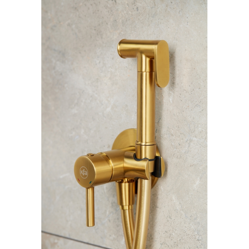 KFA Armatura 5039-512-31 - Torneira de bidé com chuveiro para instalação embutida MOZA solo dourado