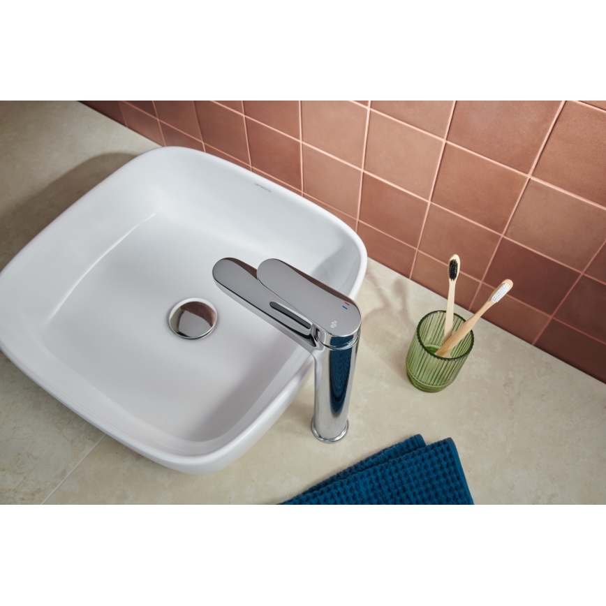 KFA Armatura 5552-712-00 - Misturador para lavatório + válvula de escoamento com transbordo OTAVA 30,2 cm cromo brilhante