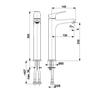 KFA Armatura 5552-712-00 - Misturador para lavatório + válvula de escoamento com transbordo OTAVA 30,2 cm cromo brilhante
