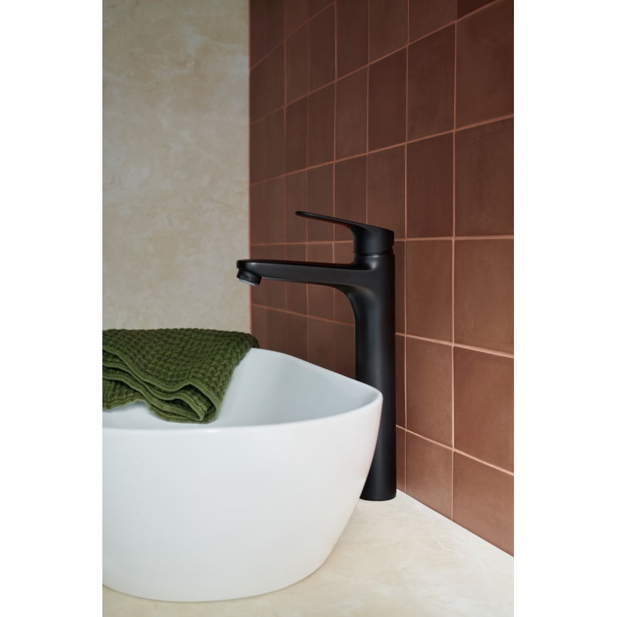 KFA Armatura 5552-712-81 - Misturador para lavatório + válvula com transbordamento OTAVA 30,2 cm preto mate