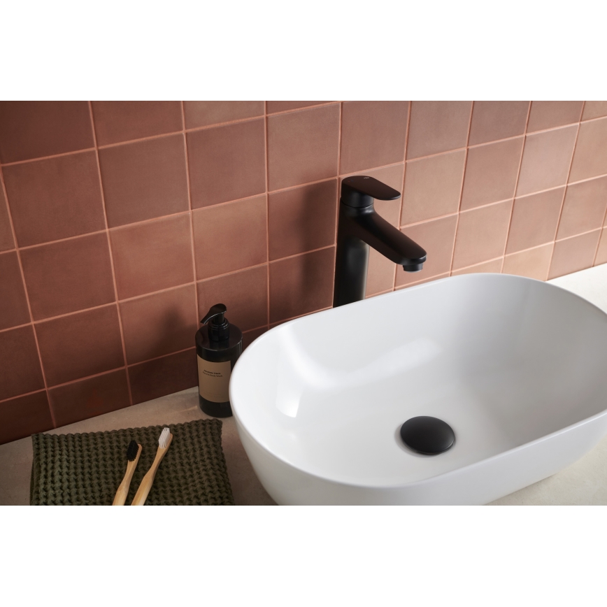 KFA Armatura 5552-712-81 - Torneira do lavatório + resíduos com descarga OTAVA 30,2 cm mate preto