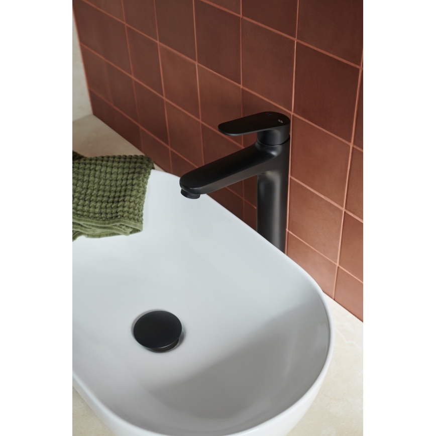 KFA Armatura 5552-712-81 - Torneira do lavatório + resíduos com descarga OTAVA 30,2 cm mate preto