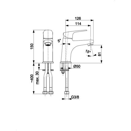KFA Armatura 5552-815-81 - Misturador para lavatório + válvula com transbordamento OTAVA 15 cm preto mate